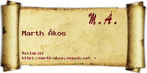 Marth Ákos névjegykártya